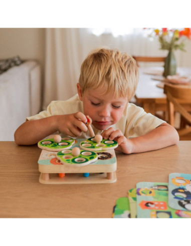 TOOKY TOY Drewniana Gra Zręcznościowa 2w1 Wyciągnij Robaczki dla Dzieci