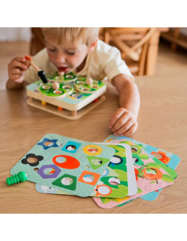 TOOKY TOY Drewniana Gra Zręcznościowa 2w1 Wyciągnij Robaczki dla Dzieci