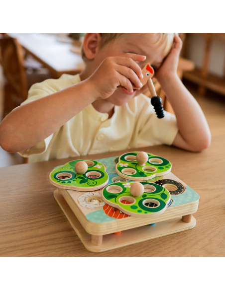 TOOKY TOY Drewniana Gra Zręcznościowa 2w1 Wyciągnij Robaczki dla Dzieci