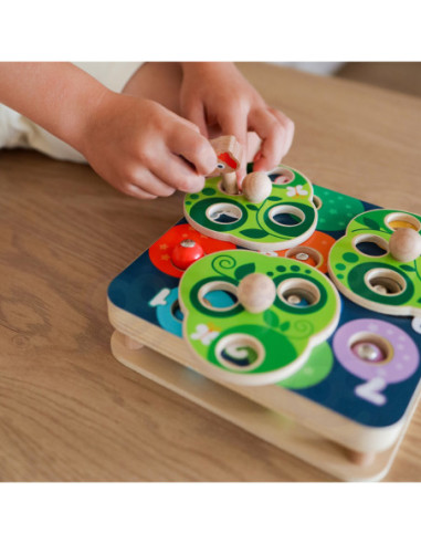 TOOKY TOY Drewniana Gra Zręcznościowa 2w1 Wyciągnij Robaczki dla Dzieci