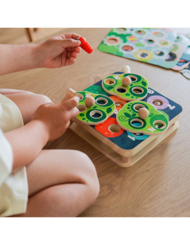 TOOKY TOY Drewniana Gra Zręcznościowa 2w1 Wyciągnij Robaczki dla Dzieci