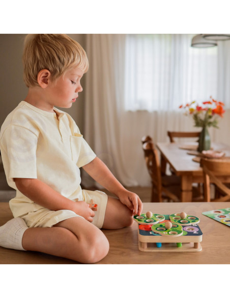 TOOKY TOY Drewniana Gra Zręcznościowa 2w1 Wyciągnij Robaczki dla Dzieci