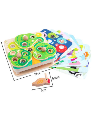 TOOKY TOY Drewniana Gra Zręcznościowa 2w1 Wyciągnij Robaczki dla Dzieci