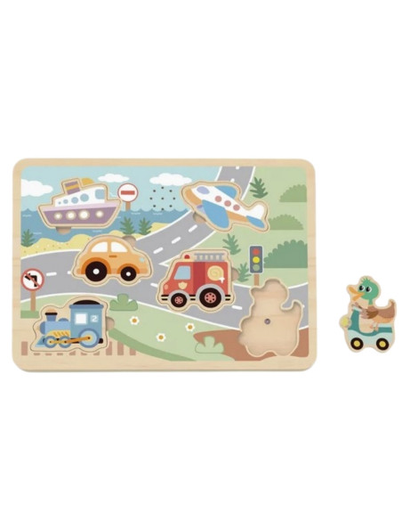 TOOKY TOY Drewniane Interaktywne Puzzle Pojazdy