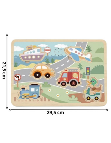 TOOKY TOY Drewniane Interaktywne Puzzle Pojazdy