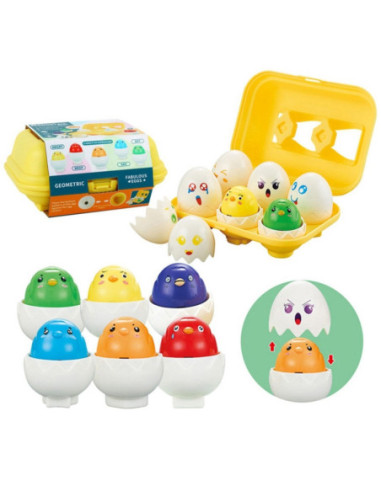 WOOPIE Kolorowe Jajka Edukacyjne z Kurczakiem Efekty Dźwiękowe 6szt
