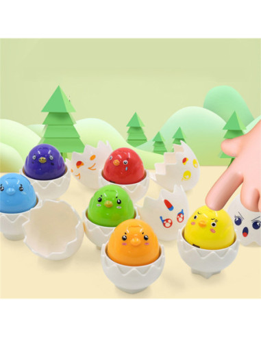 WOOPIE Kolorowe Jajka Edukacyjne z Kurczakiem Efekty Dźwiękowe 6szt