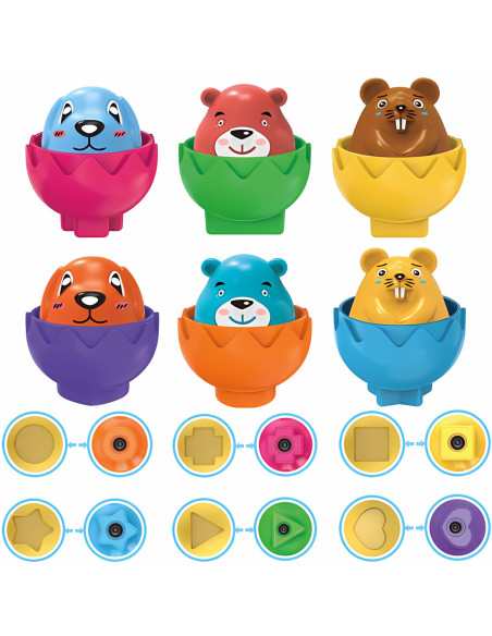 WOOPIE Kolorowe Zwierzęce Jajka Edukacyjne Efekty Dzwiękowe 6szt