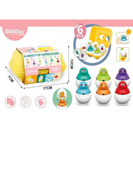 WOOPIE Białe Jajka Edukacyjne z Kurczakiem Efekty Dźwiękowe 6szt