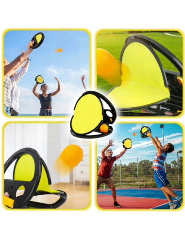 WOOPIE Catch Ball Gra Zręcznościowa Rzucaj Łap Dla Dwojga 2x Paletki+ 4 Piłki