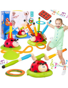 WOOPIE Zabawka 3w1 Gra Zręcznościowa Dla Dzieci Wyrzutnia Rakiet Skakanka Ringo