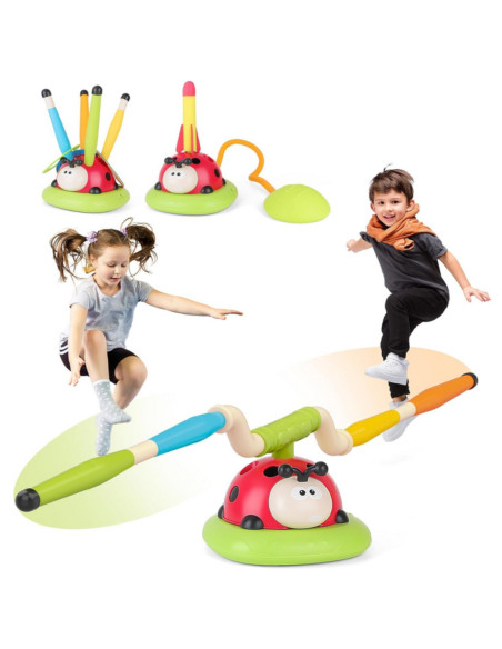 WOOPIE Zabawka 3w1 Gra Zręcznościowa Dla Dzieci Wyrzutnia Rakiet Skakanka Ringo