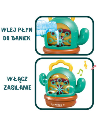 WOOPIE Kaktusowa Elektryczna Maszyna Do Bąbelków Efekty Dźwiękowe i Świetlne