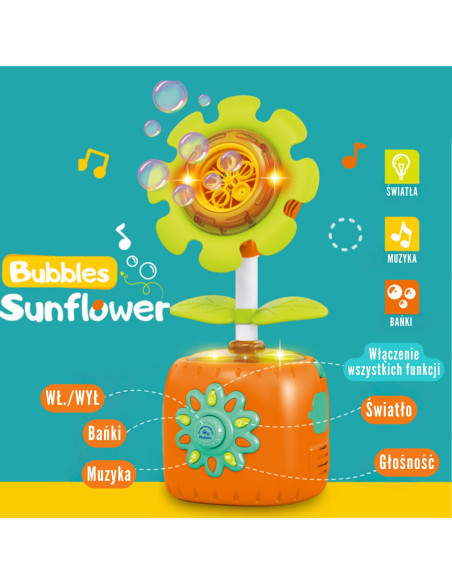 WOOPIE Słonecznikowa Elektryczna Maszyna Do Bąbelków Efekty Świetlne i Dźwiękowe