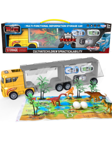 WOOPIE Ciężarówka Transporter 2w1 Zestaw Dinozaurów + Makieta