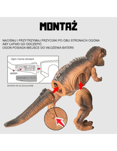 WOOPIE Zdalnie Sterowany Dinozaur T-Rex Realistyczny Król Jurajski!