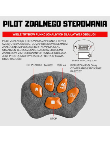 WOOPIE Zdalnie Sterowany Dinozaur T-Rex Realistyczny Król Jurajski!
