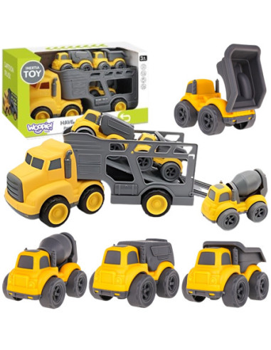 WOOPIE Zestaw Laweta + 3 Pojazdy Budowlane