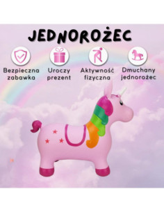 WOOPIE Skoczek Gumowy do Skakania Jednorożec Różowy + Pompka 2