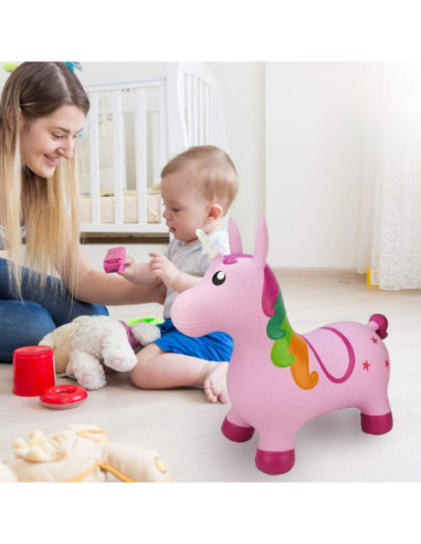 WOOPIE Skoczek Gumowy do Skakania Jednorożec Różowy + Pompka