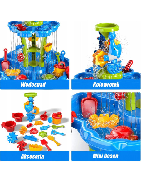 WOOPIE Stolik Wodny i Piaskowy Piaskownica z Ośmiornicą Akcesoria