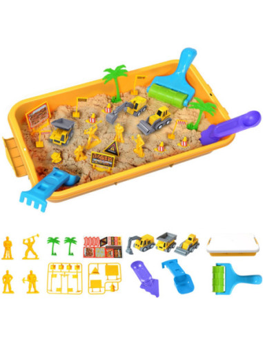 5 kg Zestaw XXL Plac Budowy Stolik z Foremkami i Pojazdami