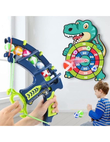 WOOPIE Gra Zręcznościowa w Rzutki na Rzepy Zestaw 2w1 Tarcza + Wyrzutnia Łuk Dino