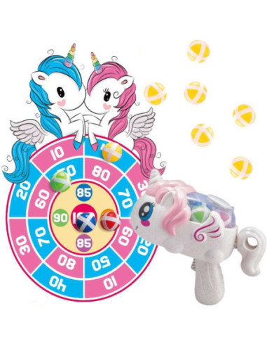 WOOPIE Gra Zręcznościowa w Rzutki na Rzepy Zestaw 2w1 Tarcza Wyrzutnia Jednorożec