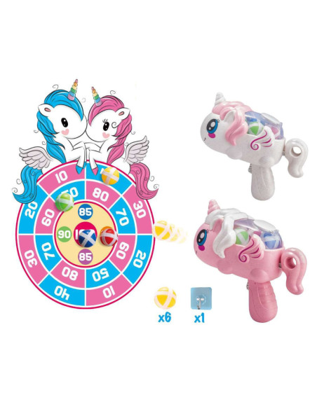 WOOPIE Gra Zręcznościowa w Rzutki na Rzepy Zestaw 2w1 Tarcza Wyrzutnia Jednorożec