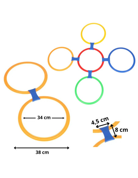 WOOPIE Gra W Klasy Kolorowe Koła Dla Dzieci Do Skakania Obręcze 10 Kół I Łączników