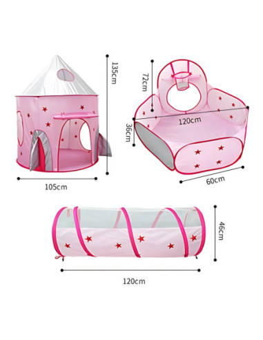 WOOPIE Namiot 3w1 Pałac Księżniczki XXL Domek Tunel Suchy Pałac