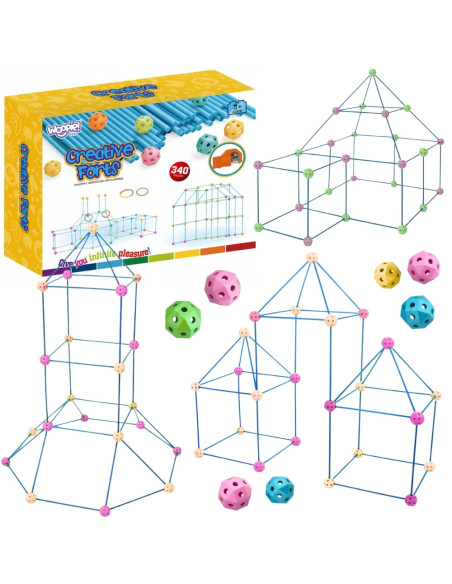 WOOPIE Zestaw Konstrukcyjny XXL Klocki do Budowania Namiotu Bazy Rurki Słomki 340 el.