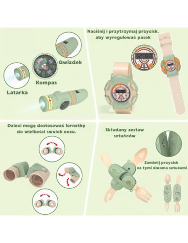 WOOPIE Zestaw Małego Odkrywcy Namiot Kempingowy XXL na Biwak 15 el.