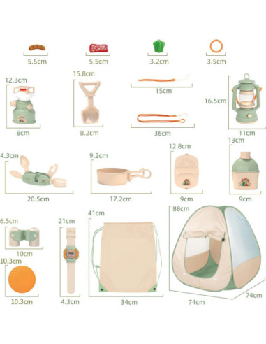 WOOPIE Zestaw Małego Odkrywcy Namiot Kempingowy XXL na Biwak 15 el.