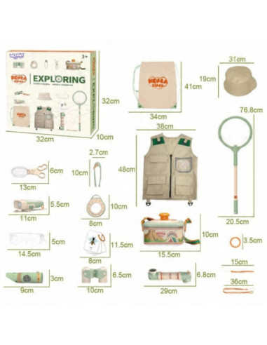 WOOPIE Zestaw Małego Odkrywcy Lornetka Kompas Siatka Na Owady Motyle Latarka