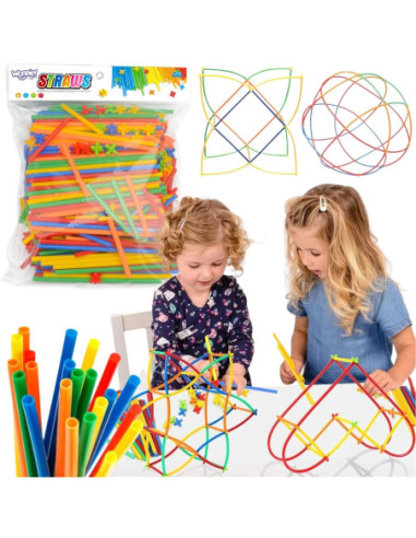 WOOPIE Klocki Konstrukcyjne Kolorowe Słomki 500 el.
