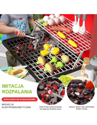 WOOPIE Grill Barbecue Zestaw 41 el. Efekty Świetle Para Wodna