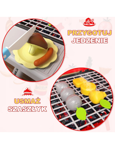 WOOPIE Grill Barbecue Zestaw 41 el. Efekty Świetle Para Wodna