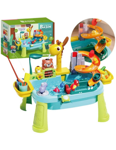 WOOPIE Stolik Wodny 4w1 Gra Łowienie Rybek Zlewozmywak Zjeżdżalnia Wodna Żyrafka