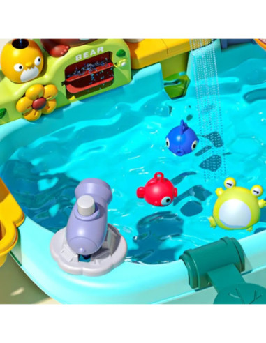 WOOPIE Stolik Wodny 4w1 Gra Łowienie Rybek Zlewozmywak Zjeżdżalnia Wodna Żyrafka