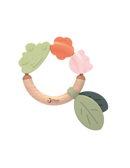 CLASSIC WORLD Drewniana Grzechotka  Sensoryczna Gryzak 2w1