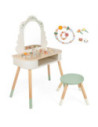 CLASSIC WORLD Drewniana Toaletka z Lustrem Krzesełkiem i Akcesoriami Pastelowa