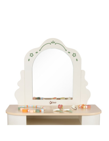 CLASSIC WORLD Drewniana Toaletka z Lustrem Krzesełkiem i Akcesoriami Pastelowa