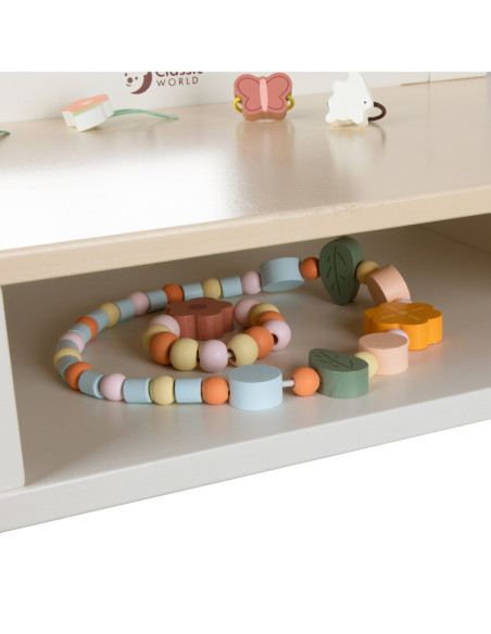 CLASSIC WORLD Drewniana Toaletka z Lustrem Krzesełkiem i Akcesoriami Pastelowa