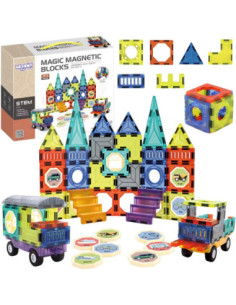 WOOPIE Klocki Magnetyczne 3D Zestaw Zamek Pojazdy 71el.