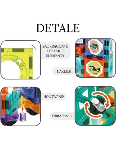 WOOPIE Klocki Magnetyczne Zestaw Zamek Pojazdy 71szt.