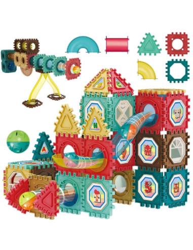 WOOPIE Klocki Magnetyczne Konstrukcyjne Tor Kulkowy 3D 68el.