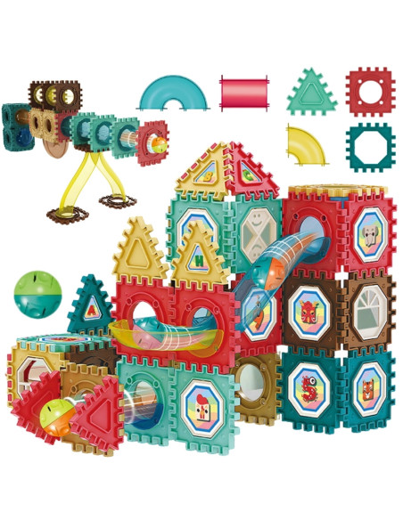 WOOPIE Klocki Magnetyczne Konstrukcyjne Tor Kulkowy 3D 68el.