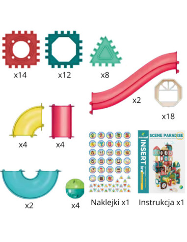 WOOPIE Klocki Magnetyczne Konstrukcyjne Tor Kulkowy 3D 68el.
