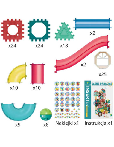 WOOPIE Klocki Magnetyczne Konstrukcyjne Tor Kulkowy 3D 128el.